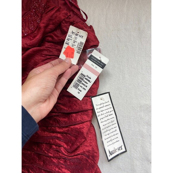 NWT Cachet Women's 10 Red Bodycon Dress Beaded Satin Ruched Mini Y2K Party Scoop - Picture 4 of 10